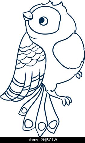 Little  bird in cartoon style, hand drawing, Sketch  doodle monochrome vector illustration Stock Vector