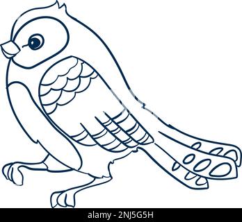 Little  bird in cartoon style, hand drawing, Sketch  doodle monochrome vector illustration Stock Vector