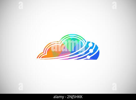 Polygonal low poly cloud computing logo. Colorful abstract triangles style cloud icon. Stock Vector