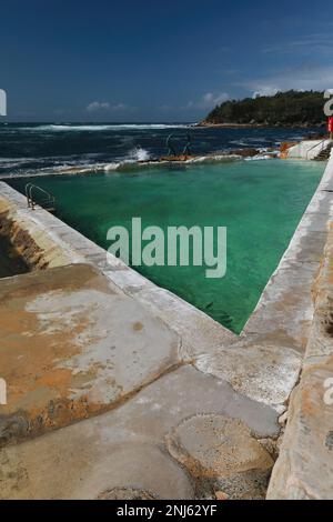 511 Fairy Bower tidal ocean rockpool cut by locals in 1929 along Marine Parade-Manly suburb. Sydney-Australia. Stock Photo
