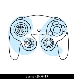 Game retro controller. Vector illustration in hand-drawn cartoon flat style isolated on white background. Stock Vector