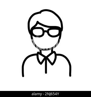 Student icon in cartoon outline doodle style. Vector illustration isolated on white background. Stock Vector