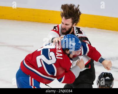 Montreal Canadiens goalie Sam Montembeault makes a save during the first  period of an NHL hockey game against the Vancouver Canucks in Vancouver,  British Columbia, Monday, Dec. 5, 2022. (Darryl Dyck/The Canadian