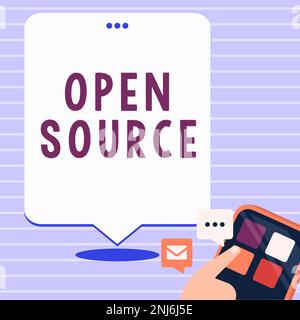 Conceptual display Open Source, Internet Concept denoting software which original source code freely available Stock Photo