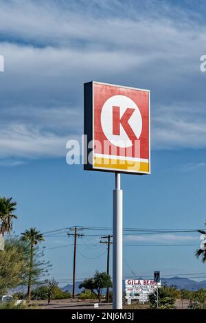 Gila Bend, AZ - Nov. 28, 2022: Circle K Gas Convenience Store and Gas Station on W Pima Street. Stock Photo