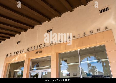 Ajo, AZ - Nov. 28, 2022: US Post Office on Plaza across from the Ajo Regional Park Stock Photo