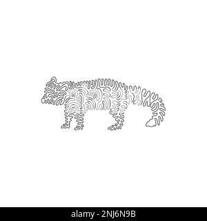 Continuous one line drawing of cute red panda curve abstract art. Single line editable vector illustration of red panda has soft thick fur Stock Vector