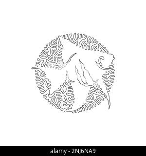 Single one curly line drawing of beautiful fish abstract art. Continuous line drawing design vector illustration of angelfish fins like wings Stock Vector