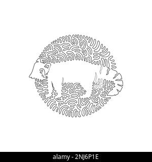 Single curly one line drawing of adorable red panda abstract art. Continuous line drawing design vector illustration of long tailed cute mammal Stock Vector