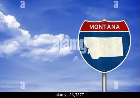 Montana state map - road sign Stock Photo