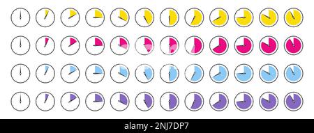 Horizontal set of analog clock icon Stock Vector