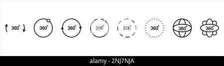 360 degree views of vector circle icons set isolated from the background Stock Vector
