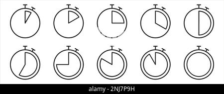 Timers icon on transparent background. Isolated vector elements. Stopwatch symbol. Vector countdown circle clock counter timer. Stock Vector