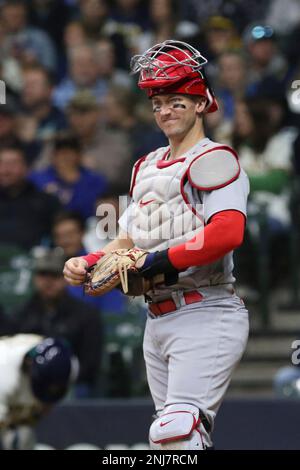 MILWAUKEE, WI - SEPTEMBER 22: St. Louis Cardinals starting pitcher Miles  Mikolas (39) bunts during a game between the Milwaukee Brewers and the St  Louis Cardinals at American Family Field on September