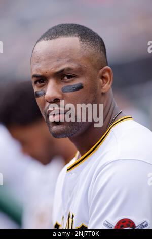 Pittsburgh Pirates' Carlos Santana plays during a baseball game, Wednesday,  May 17, 2023, in Detroit. (AP Photo/Carlos Osorio Stock Photo - Alamy