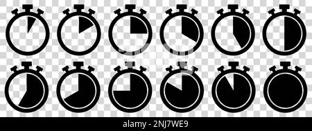 Timers icon on transparent background. Isolated vector elements. Stopwatch symbol. Stock Vector