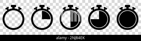 Timers icon on transparent background. Isolated vector elements. Stopwatch symbol. Stock Vector