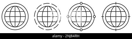 World icons set. World planet earth icon collection. Globes with world maps symbol. Stock Vector