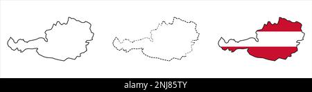 Vector map with the flag inside - Austria. Stock Vector