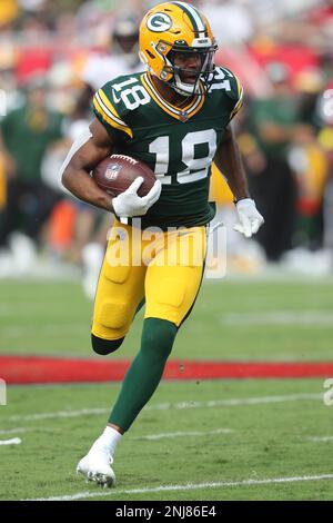 TAMPA, FL - SEPTEMBER 25: Green Bay Packers Wide Receiver Randall Cobb (18)  carries the ball during the regular season game between the Green Bay  Packers and the Tampa Bay Buccaneers on