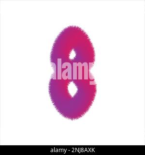 High Quality 3D Shaggy Number 8 on White Background . Isolated Vector Element Stock Vector
