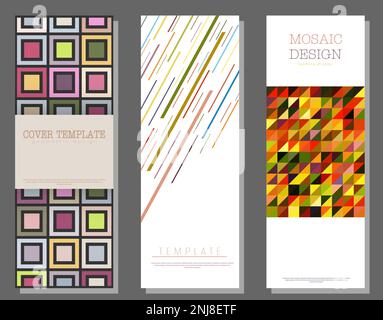 A set of designs of different styles. Template for background, cover, screensaver, website and creative idea. Layout for interior design, corporate st Stock Vector