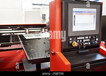 Control panel of turret Punch for stamping sheet steel Stock Photo