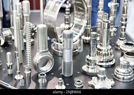 Samples of metal working parts  stainless steel Stock Photo