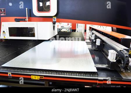 Electromechanical coordinate turret punch press Stock Photo
