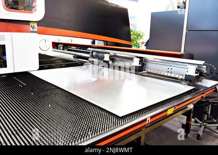 Electromechanical coordinate turret punch press Stock Photo