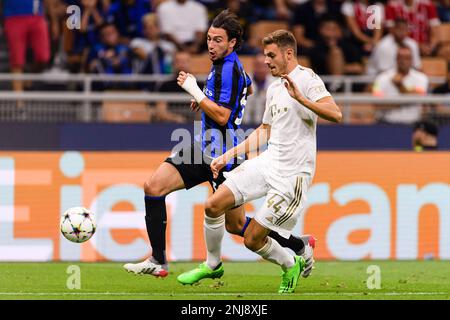 Matteo Darmian of FC Internazionale fights for the ball against Henrikh  Mkhitaryan of AS Roma during the Serie A 2020/21 / LM Stock Photo - Alamy