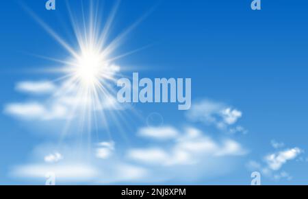 blue sky with clouds and sun rays illustration design Stock Photo - Alamy