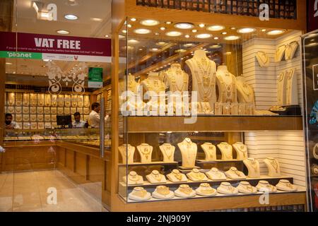 Gold displayed in Bahrain gold souq. Manama, Bahrain Stock Photo