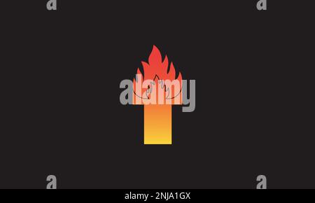 Flame Letter T Logo Design Vector Template. Beautiful Logotype Design For Fire Flames Company Branding. Stock Vector