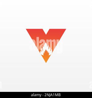 Flame Letter V Logo Design Vector Template. Beautiful Logotype Design For Fire Flames Company Branding. Stock Vector