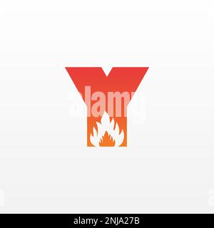 Flame Letter Y Logo Design Vector Template. Beautiful Logotype Design For Fire Flames Company Branding. Stock Vector