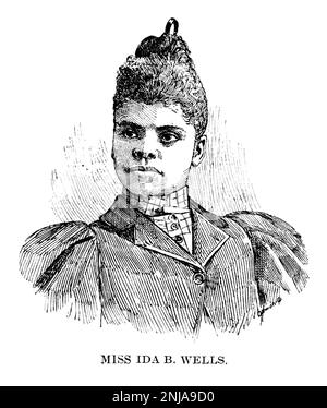 Ida B. Wells, 1862 – 1931, was an American investigative journalist, educator, and early leader in the civil rights movement, vintage illustration from 1894 Stock Photo