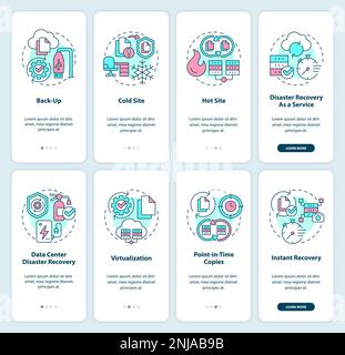 Disaster recovery onboarding mobile app screens set Stock Vector