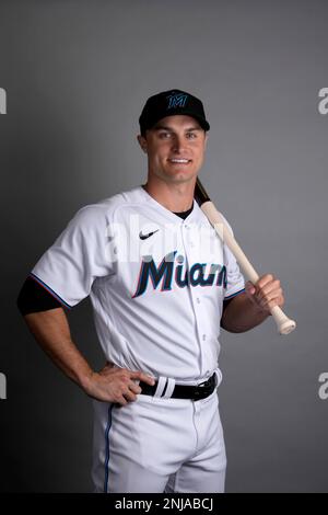 This is a 2023 photo of Jake Mangum of the Miami Marlins baseball team ...