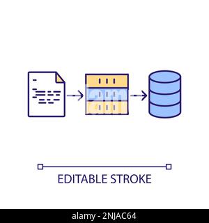 Commit digital files to database RGB color icon Stock Vector