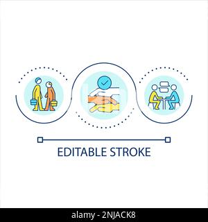 Inclusive interaction in workplace loop concept icon Stock Vector