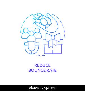 Reduce bounce rate blue gradient concept icon Stock Vector