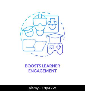 Boost learner engagement blue gradient concept icon Stock Vector
