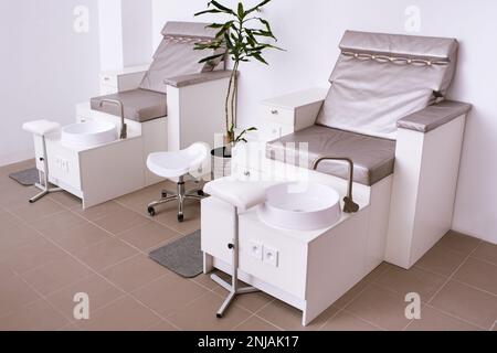 Interior of modern manicure salon without people. Stock Photo