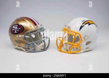 A Los Angeles Rams helmet, Tuesday, March 22, 2022. (Kirby Lee via AP Stock  Photo - Alamy