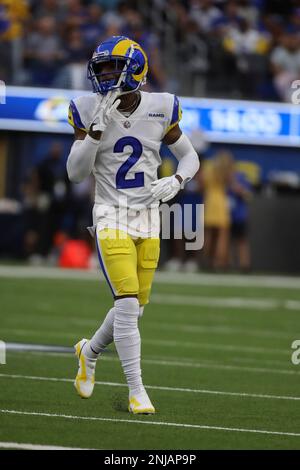 Los Angeles Rams place kicker Matt Gay (8) warms up before an NFL football  game against the Los Angeles Chargers Saturday, Aug. 14, 2021, in  Inglewood, Calif. (AP Photo/Kyusung Gong Stock Photo - Alamy