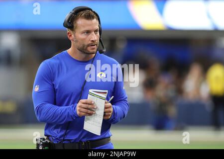 Los Angeles Rams place kicker Matt Gay (8) kicks during an NFL preseason  football game Friday, Aug. 19, 2022, in Inglewood, Calif. (AP Photo/Kyusung  Gong Stock Photo - Alamy