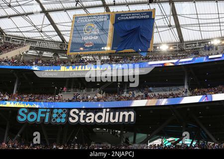 Los Angeles Rams place kicker Matt Gay (8) kicks during an NFL preseason  football game Friday, Aug. 19, 2022, in Inglewood, Calif. (AP Photo/Kyusung  Gong Stock Photo - Alamy