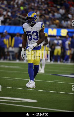 Los Angeles Rams place kicker Matt Gay (8) kicks during an NFL preseason  football game Friday, Aug. 19, 2022, in Inglewood, Calif. (AP Photo/Kyusung  Gong Stock Photo - Alamy