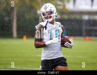 Miami Dolphins wide receiver Erik Ezukanma (18) runs with the